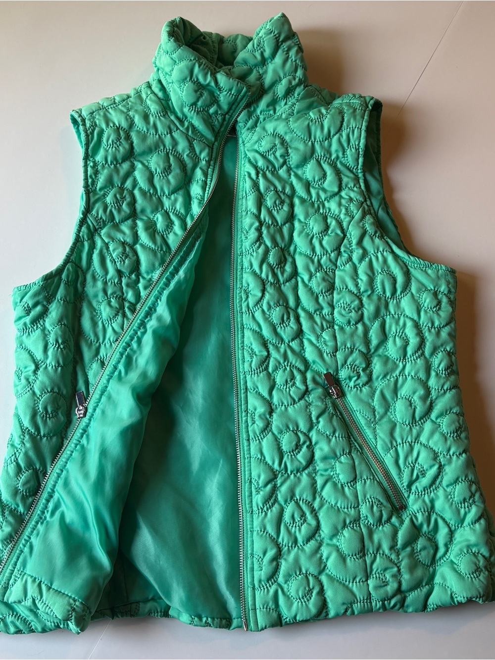 Christopher & Banks Quilted Sleeveless Swirl Puffer Vest in Teal Green Size Med